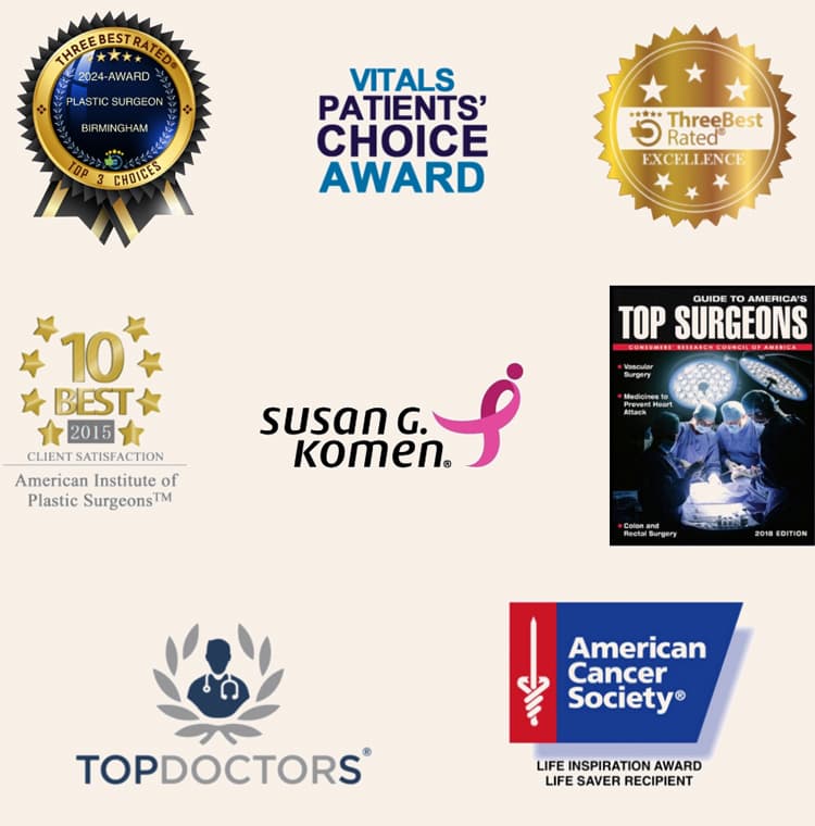 Dr. Beckenstein awards and honors: 2024 award - Plastic Surgeon Birmingham; Vitals Patients Choice Award; Three Best Rated Excellence; bMetro Top Doctors 2017; 2015 10 best in client satisfaction - American Institute of Plastic Surgeons; Susan G. Komen.; Guide to Americas Top Surgeons; Top Doctors; American Cancer Society - Life Inspiration Award - Life Saver Recipient