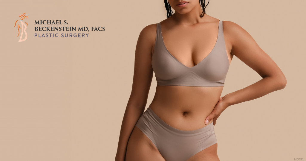 Model image of a woman posing to show off her breast lift results